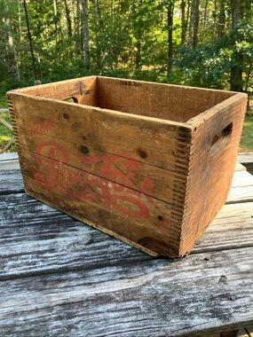 Vintage Pepsi Cola PORTSMOUTH Wooden Crate Jointed Rustic